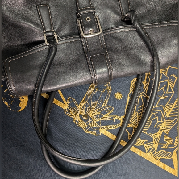 Vintage Coach Large Black Leather Business Tote 5133 - Picture 7 of 11